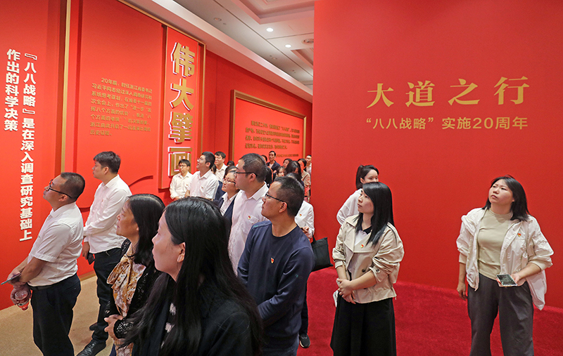 大道之行——“八八戰(zhàn)略”實(shí)施20周年大型主題展覽開(kāi)展以來(lái)，觀眾絡(luò)繹不絕。