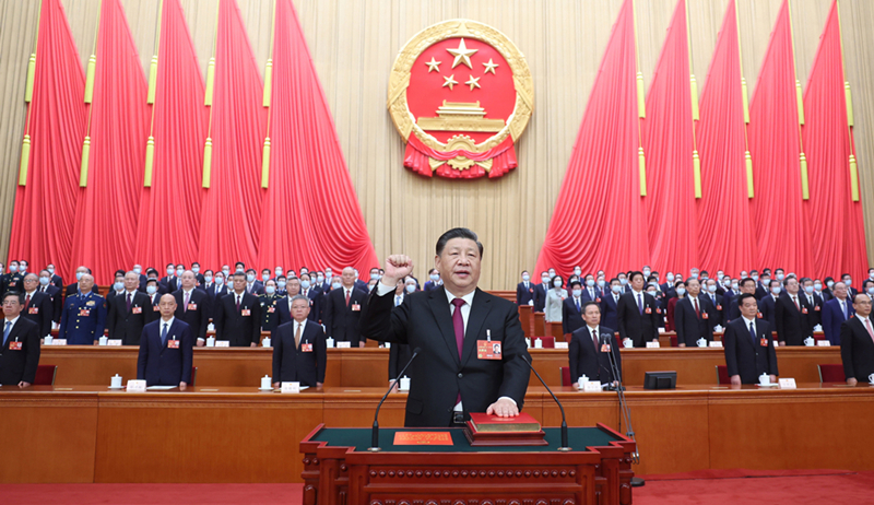 2023年3月10日，習(xí)近平進行憲法宣誓。